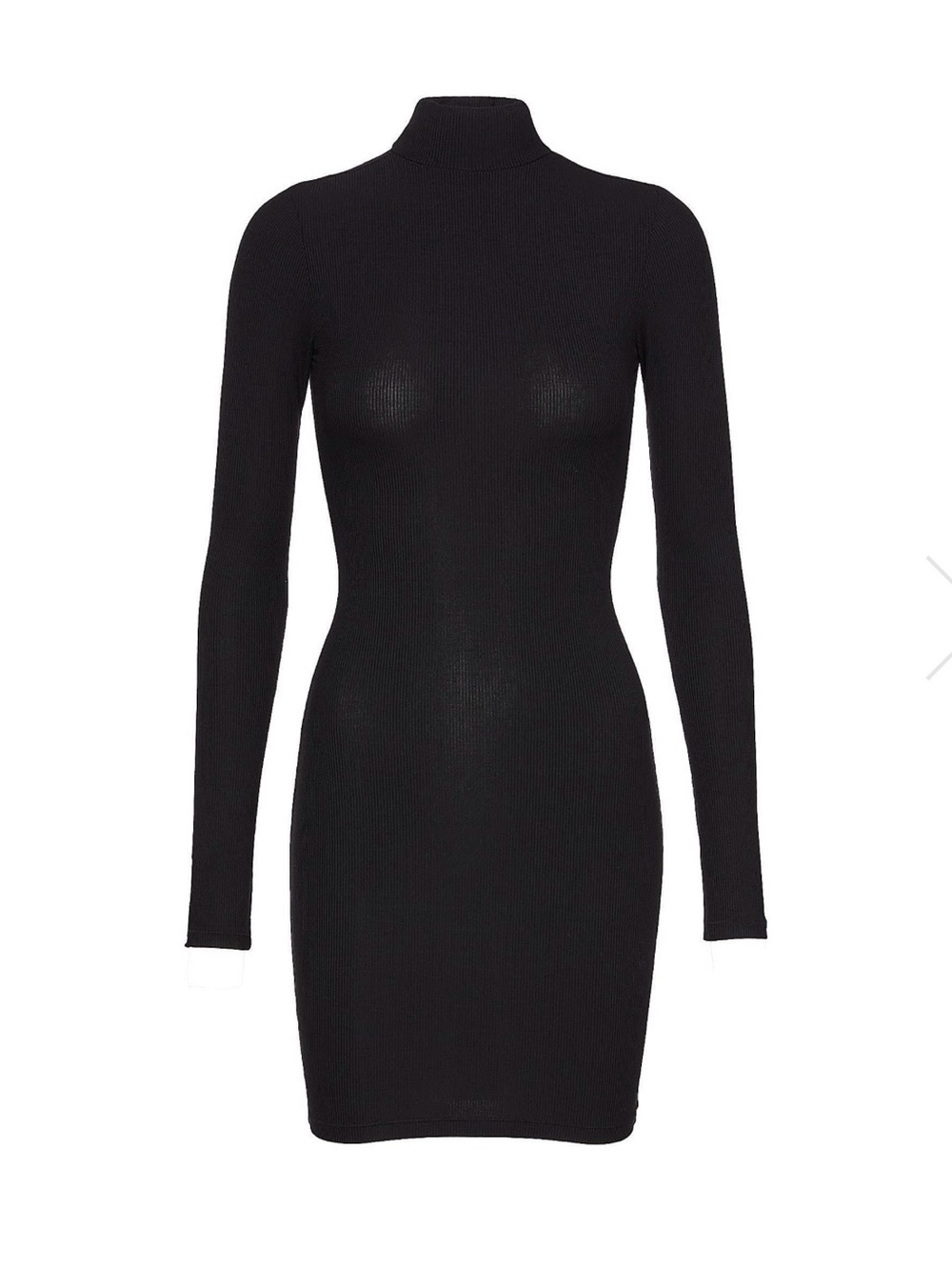 SKIMS Black Long-Sleeve Turtleneck Bodycon Dress
